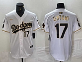 Men's Los Angeles Dodgers #17 Shohei Ohtani Number White Gold Fashion Stitched Cool Base Limited Jersey,baseball caps,new era cap wholesale,wholesale hats